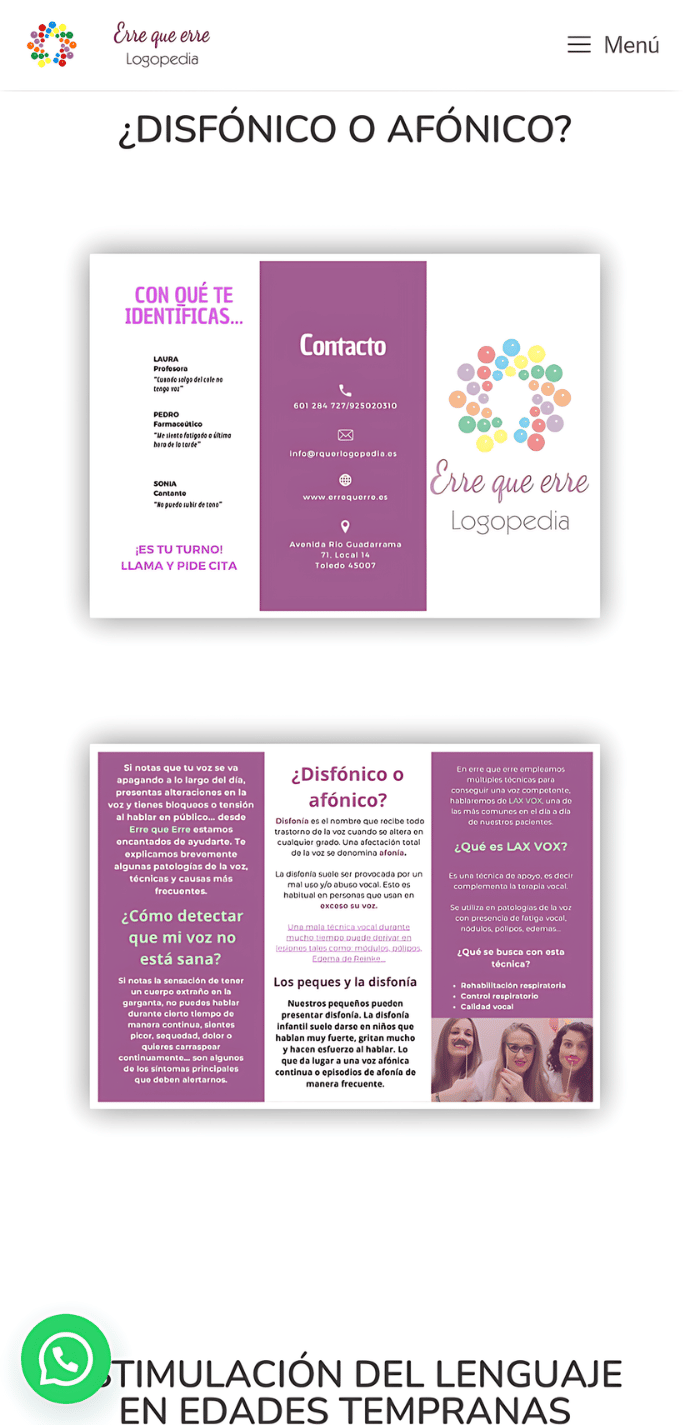 Proyecto móvil artículos Erre que erre Logopedia