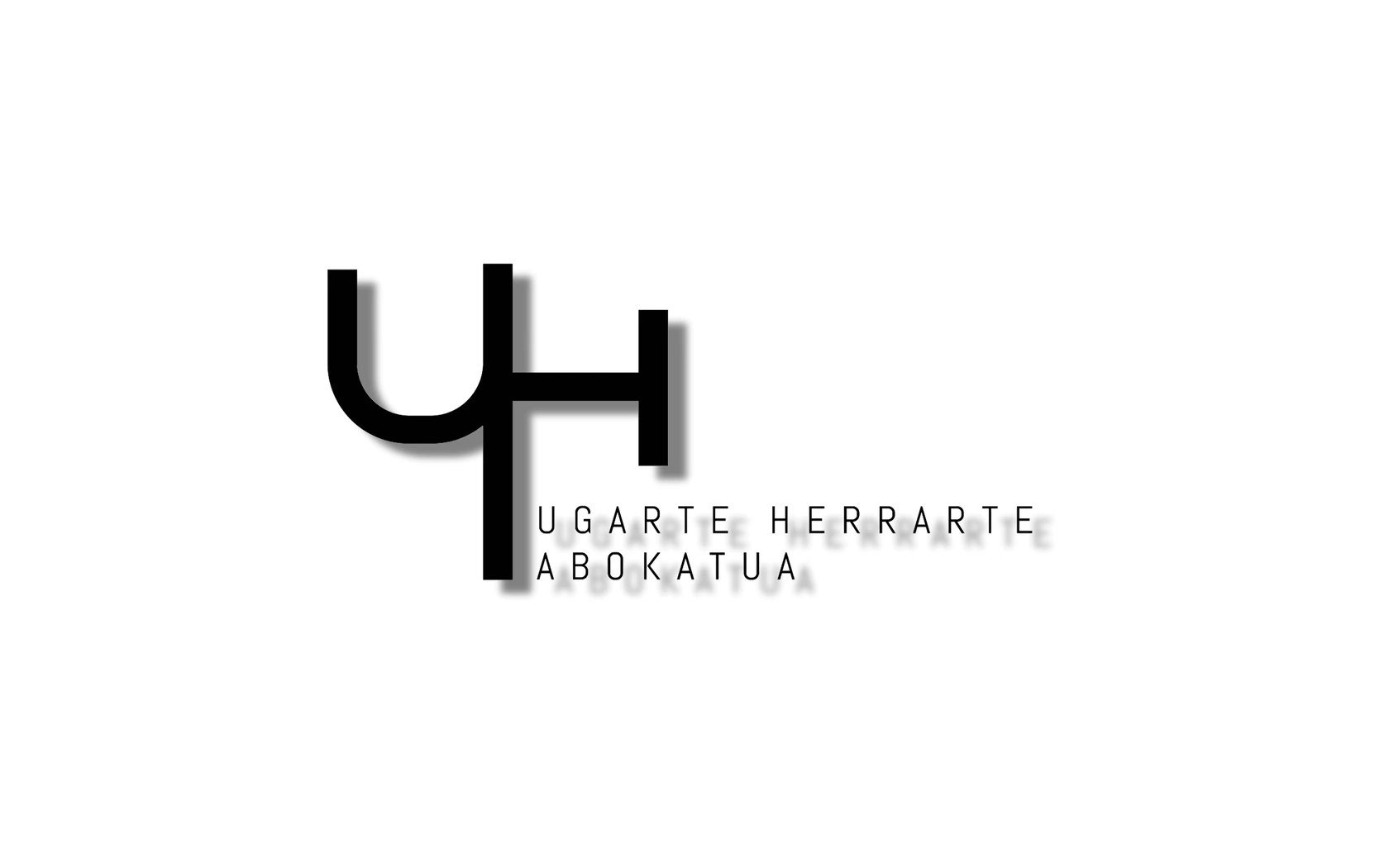 Logotipo del proyecto web de Iban Ugarte con símbolo UH en negro y texto sobre fondo blanco