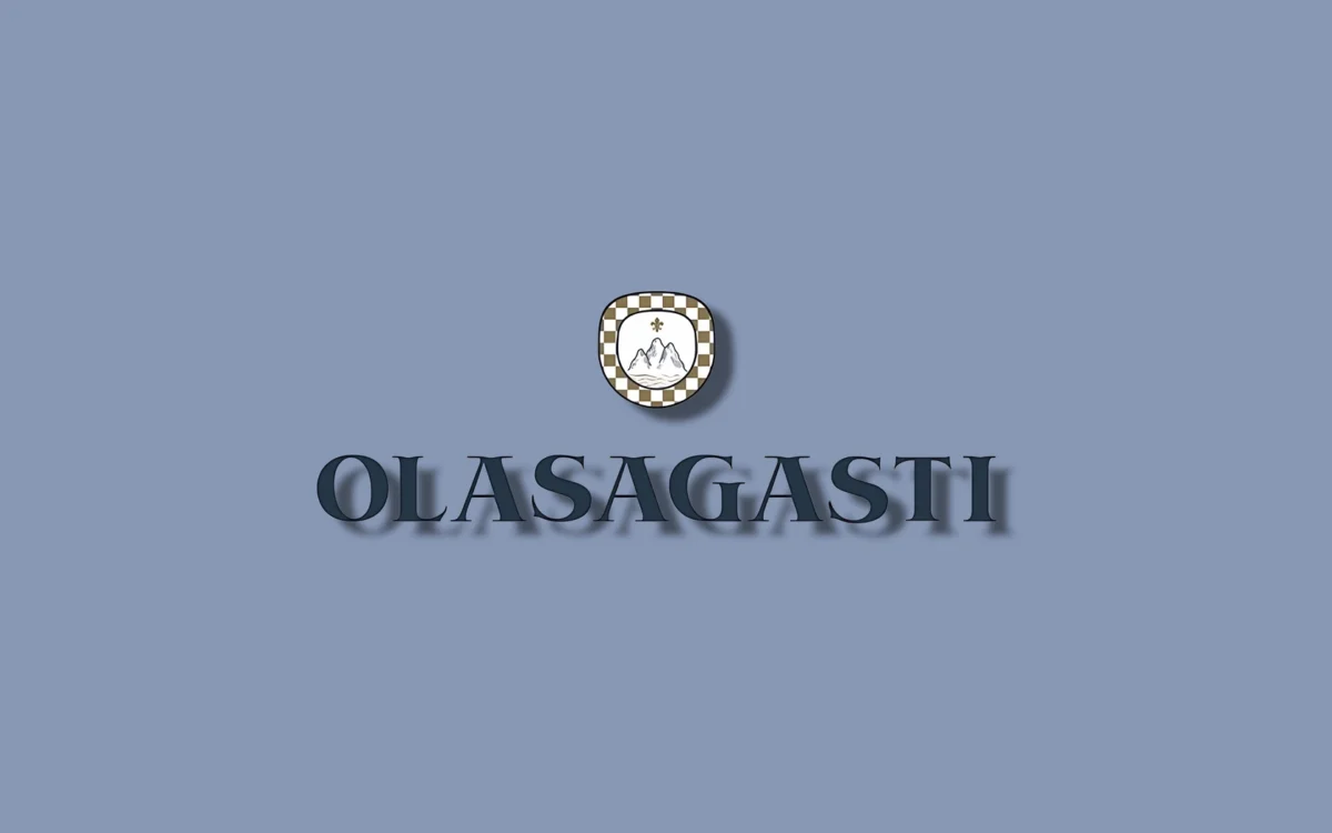 Logotipo del proyecto web de Conservas Olasagasti en azul oscuro sobre fondo azul claro