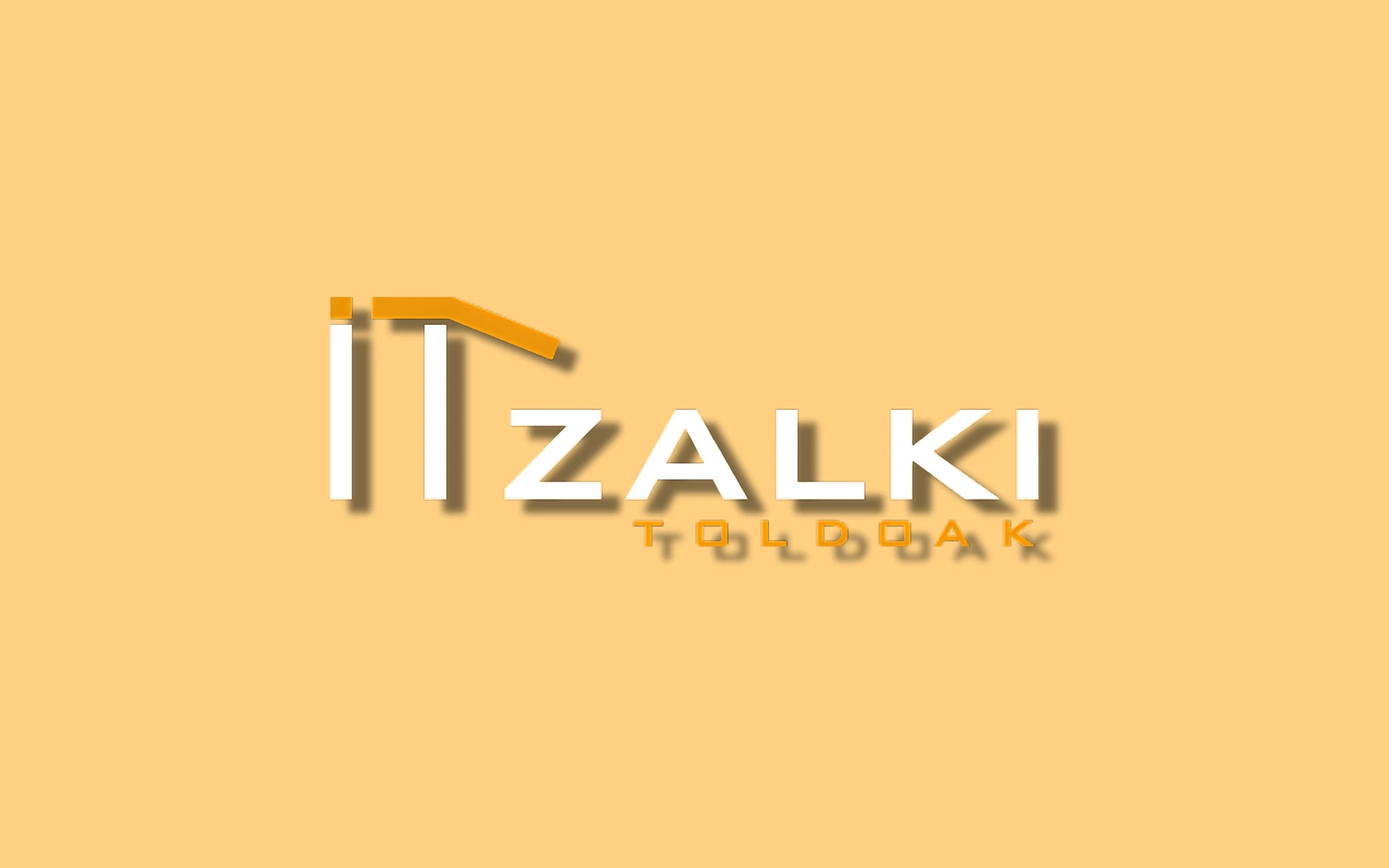 Logotipo del proyecto web de Itzalki Toldoak en blanco y naranja sobre fondo amarillo claro