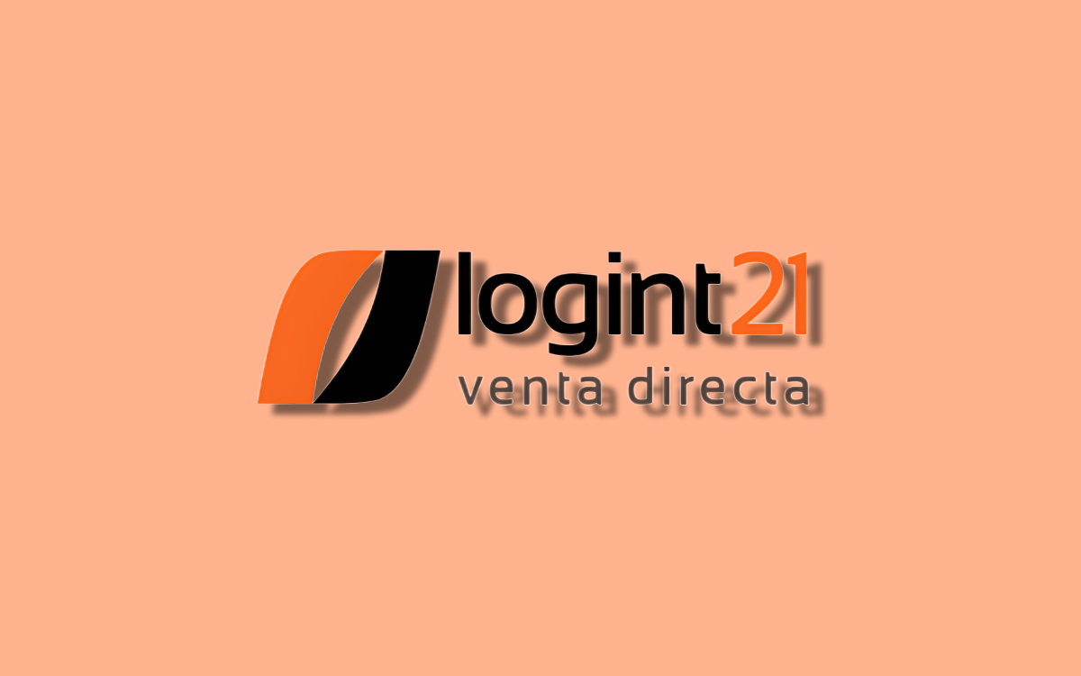 Logotipo del proyecto web de Logint21 en negro, naranja y gris sobre fondo naranja claro
