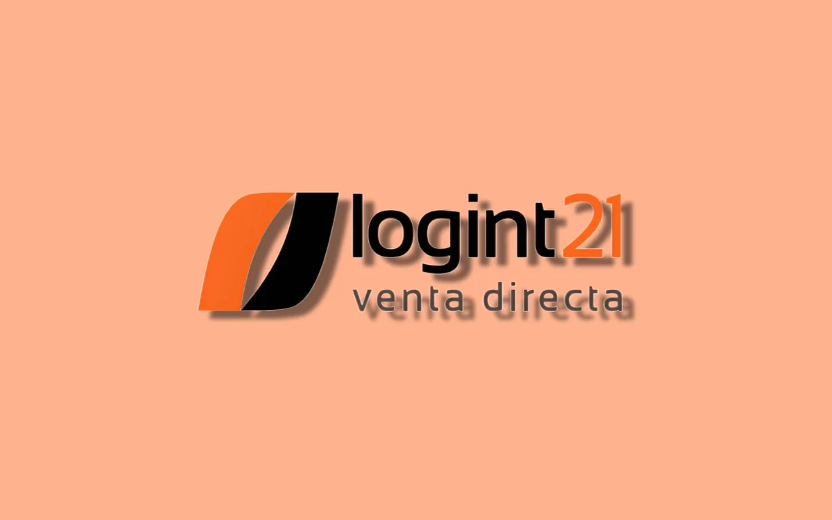 Logotipo del proyecto web de Logint21 en negro, naranja y gris sobre fondo naranja claro