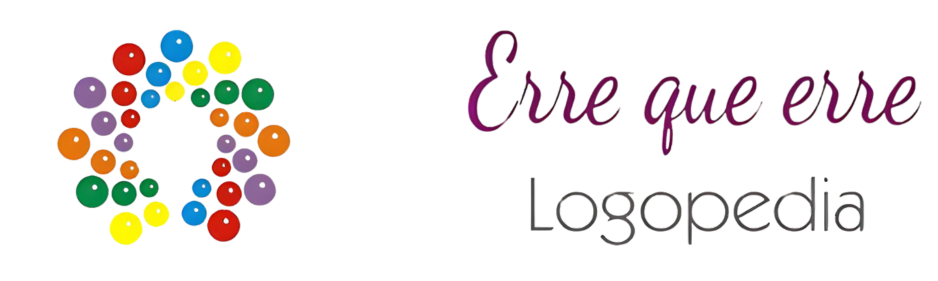 Logotipo de Erre que Erre Logopedia con un círculo formado por piezas de colores y el texto "Erre que erre Logopedia" en tonos púrpura y gris