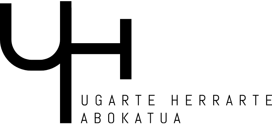 Logotipo de Ugarte Herrarte Abokatua en color negro, con las iniciales "UH" estilizadas en diseño moderno