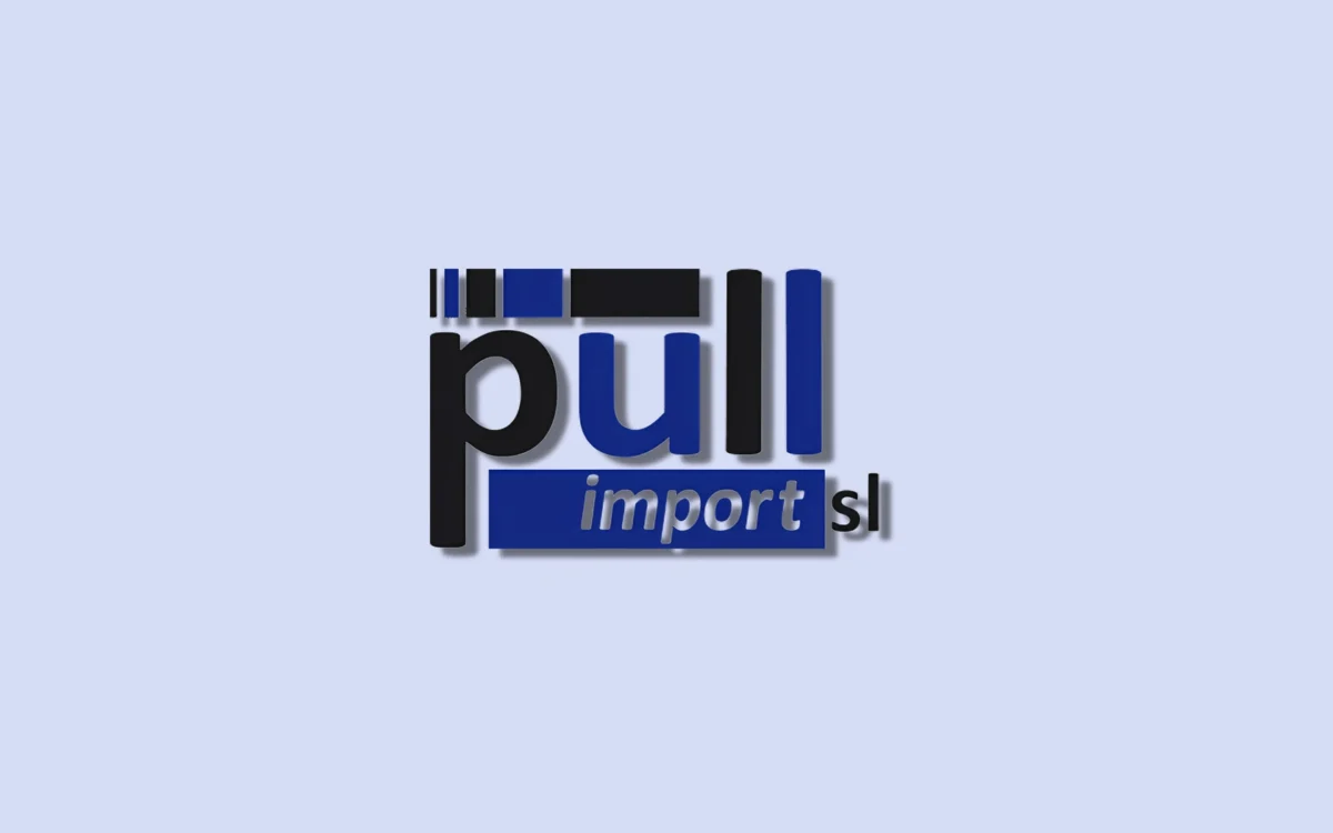 Logotipo del proyecto web de Pull Import en azul y negro sobre fondo azul claro