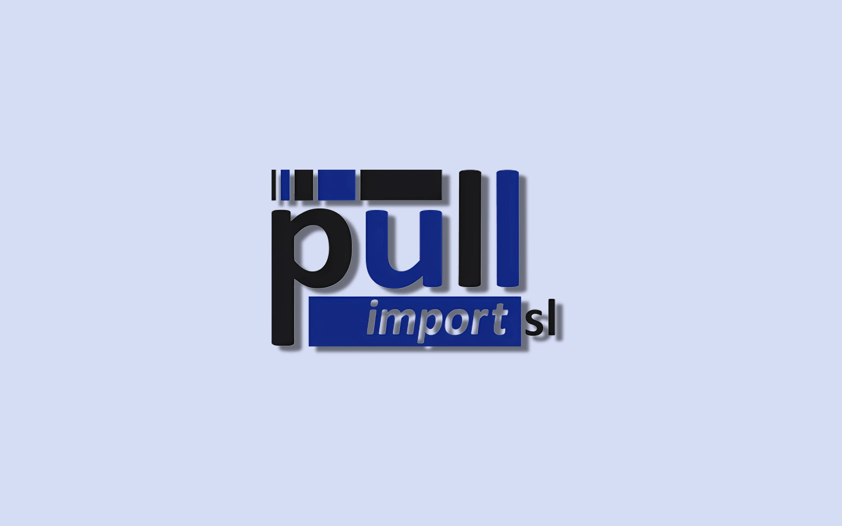 Logotipo del proyecto web de Pull Import en azul y negro sobre fondo azul claro